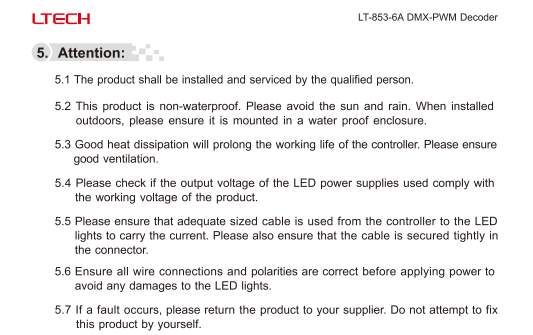 LTECH_DMX_controller_LTECH_LT_853_6A_6